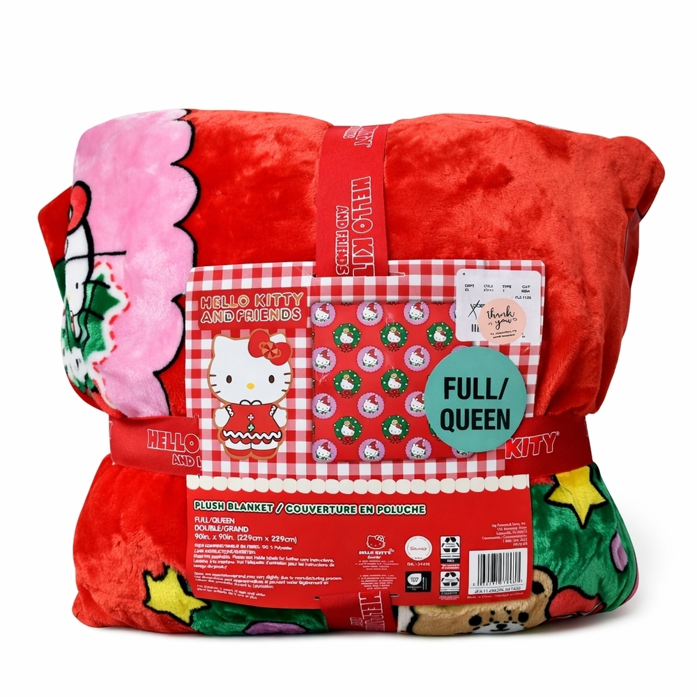 Hello Kitty Red and Pink Plush Blanket Full / Queen 90x90